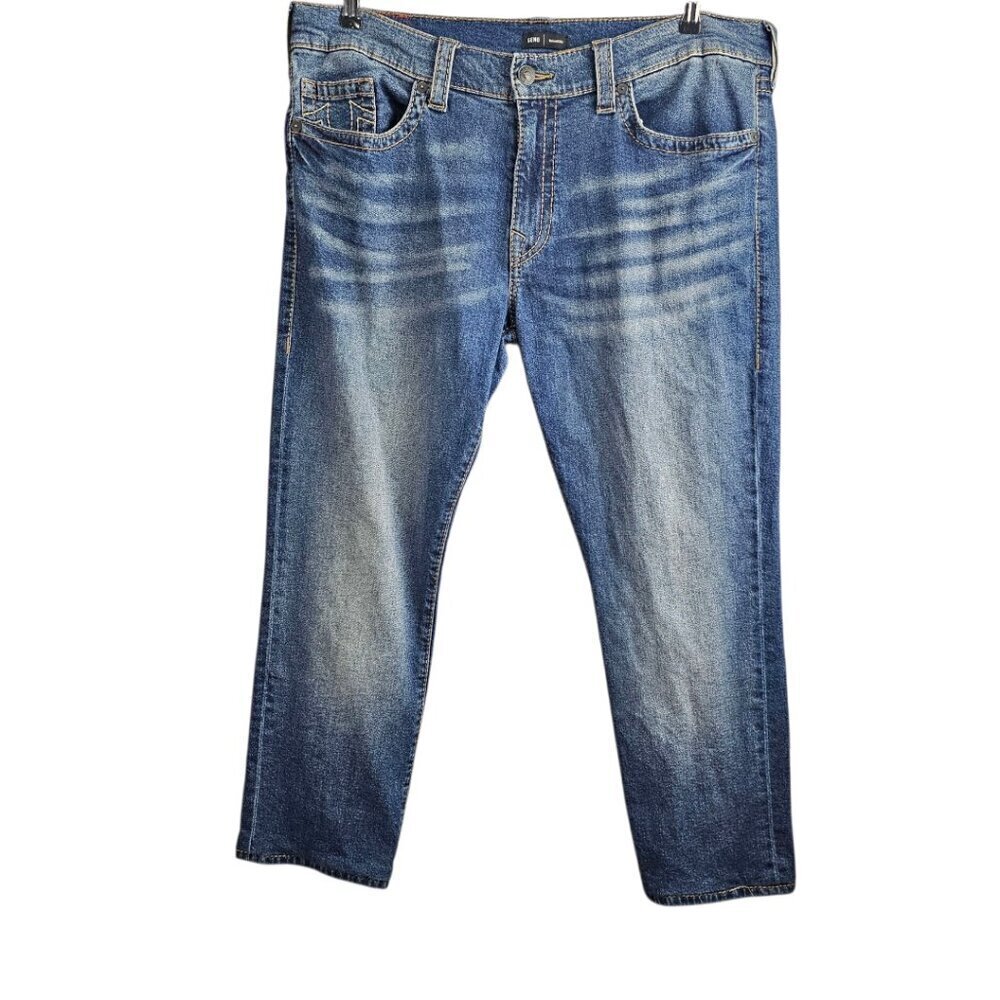True Religion World Tour Denim Geno Relaxed Slim Blue Jeans